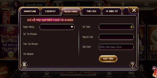 Hướng dẫn cách nạp tiền tài khoản thành viên Sunwin